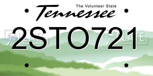 2STO721 Tennessee License Plate