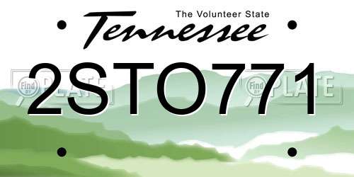 2STO771 Tennessee License Plate