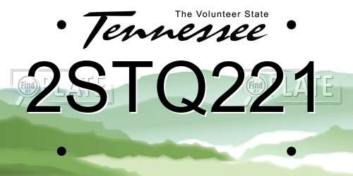 2STQ221 Tennessee License Plate