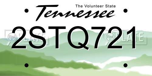 2STQ721 Tennessee License Plate