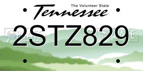2STZ829 Tennessee License Plate