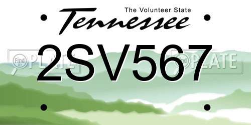 2SV567 Tennessee License Plate
