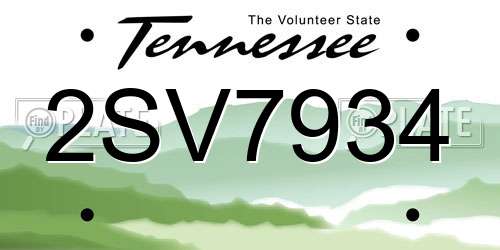 2SV7934 Tennessee License Plate