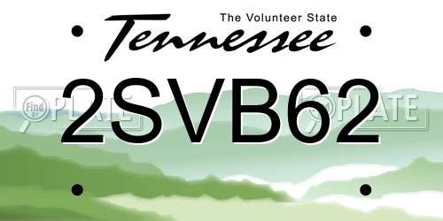 2SVB62 Tennessee License Plate