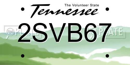 2SVB67 Tennessee License Plate