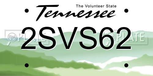 2SVS62 Tennessee License Plate