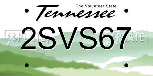 2SVS67 Tennessee License Plate