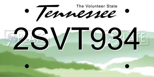 2SVT934 Tennessee License Plate
