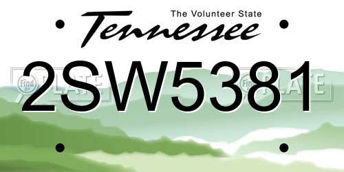 2SW5381 Tennessee License Plate