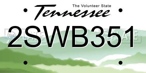 2SWB351 Tennessee License Plate