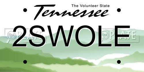 2SWOLE Tennessee License Plate