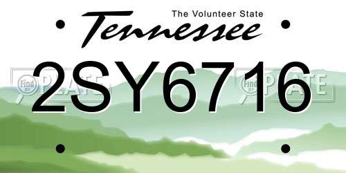 2SY6716 Tennessee License Plate