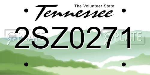 2SZ0271 Tennessee License Plate