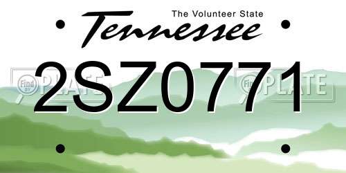 2SZ0771 Tennessee License Plate