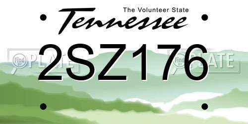 2SZ176 Tennessee License Plate