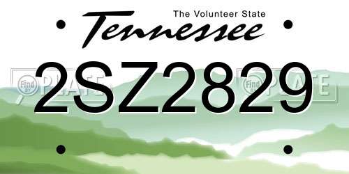 2SZ2829 Tennessee License Plate