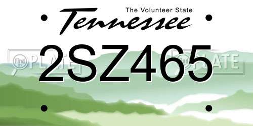 2SZ465 Tennessee License Plate