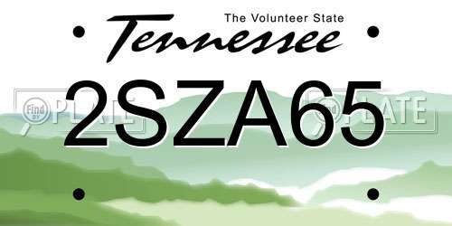 2SZA65 Tennessee License Plate