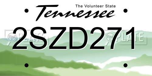2SZD271 Tennessee License Plate