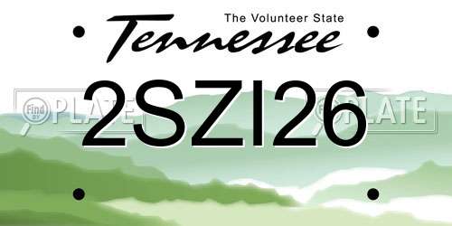 2SZI26 Tennessee License Plate