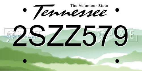 2SZZ579 Tennessee License Plate