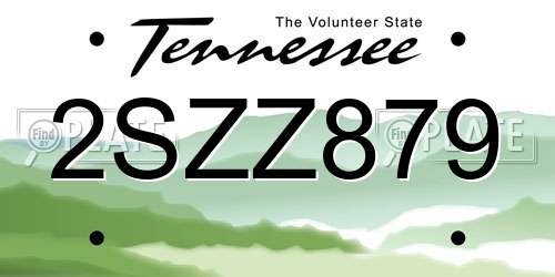 2SZZ879 Tennessee License Plate