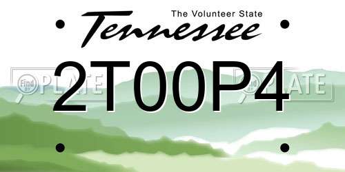 2T00P4 Tennessee License Plate