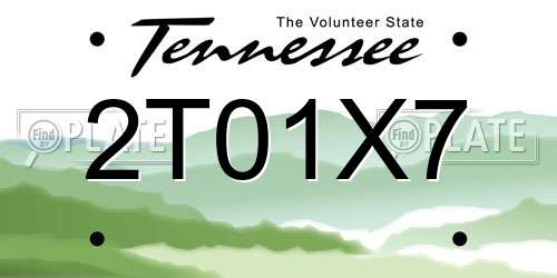 2T01X7 Tennessee License Plate