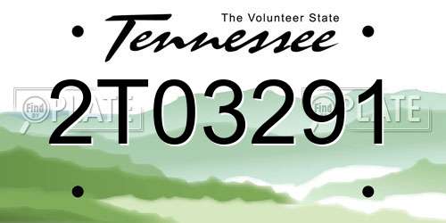2T03291 Tennessee License Plate