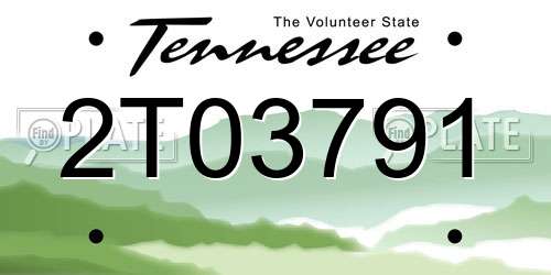 2T03791 Tennessee License Plate