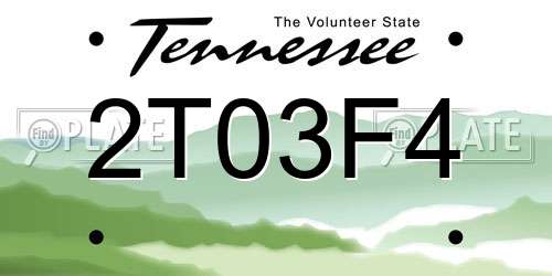 2T03F4 Tennessee License Plate