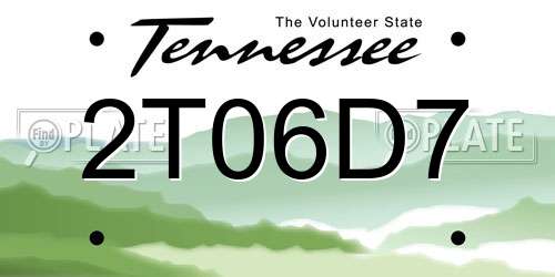 2T06D7 Tennessee License Plate