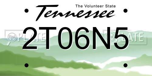 2T06N5 Tennessee License Plate