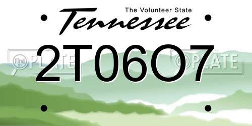2T06O7 Tennessee License Plate