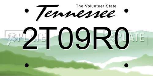 2T09R0 Tennessee License Plate