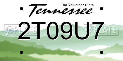 2T09U7 Tennessee License Plate