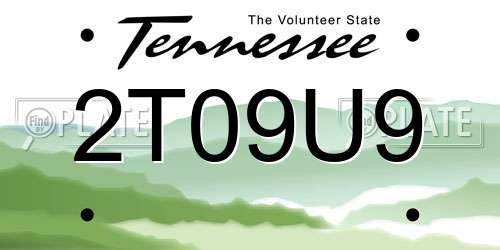 2T09U9 Tennessee License Plate