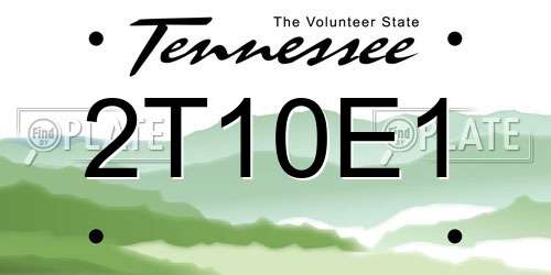 2T10E1 Tennessee License Plate
