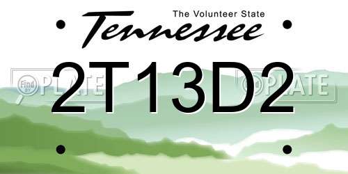 2T13D2 Tennessee License Plate
