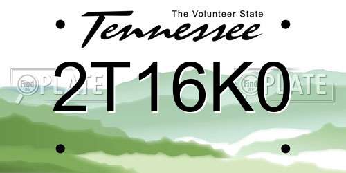 2T16K0 Tennessee License Plate