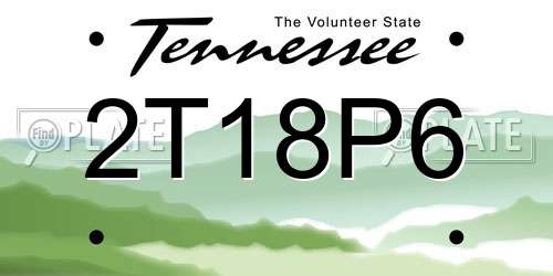 2T18P6 Tennessee License Plate