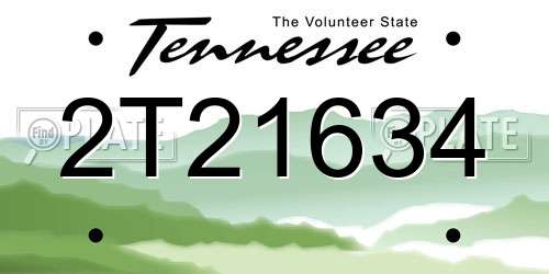 2T21634 Tennessee License Plate