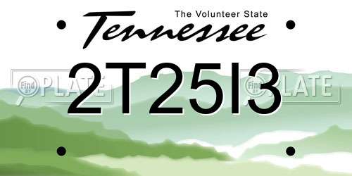 2T25I3 Tennessee License Plate