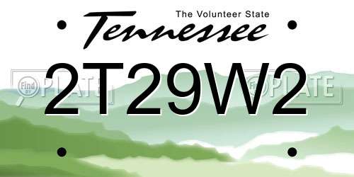 2T29W2 Tennessee License Plate