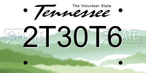 2T30T6 Tennessee License Plate