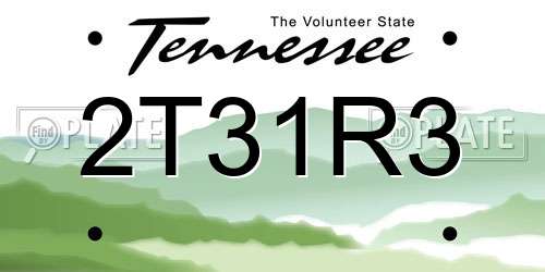 2T31R3 Tennessee License Plate
