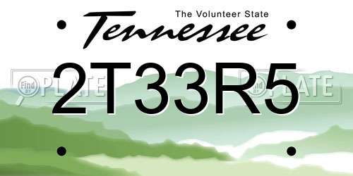 2T33R5 Tennessee License Plate