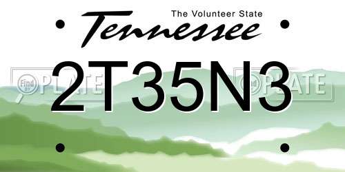 2T35N3 Tennessee License Plate