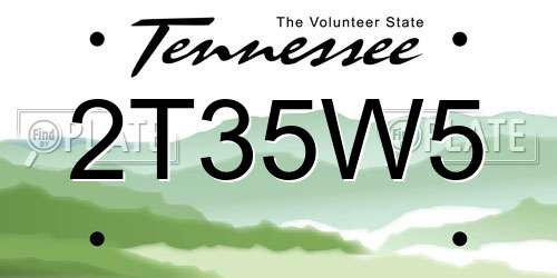 2T35W5 Tennessee License Plate