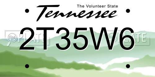 2T35W6 Tennessee License Plate